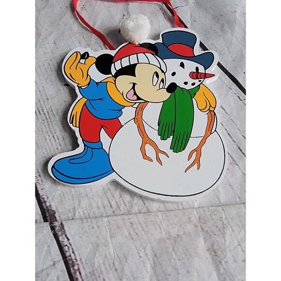 Disney Kurt S. Adler Mickey Mouse and Snowman Wooden Christmas Ornament - Picture 3 of 5